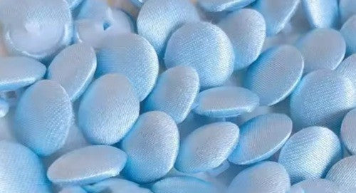 Coloured Buttons Fabric Cloth Covered Button Satin Round Sewing 11mm / 1.1cm - Light Blue