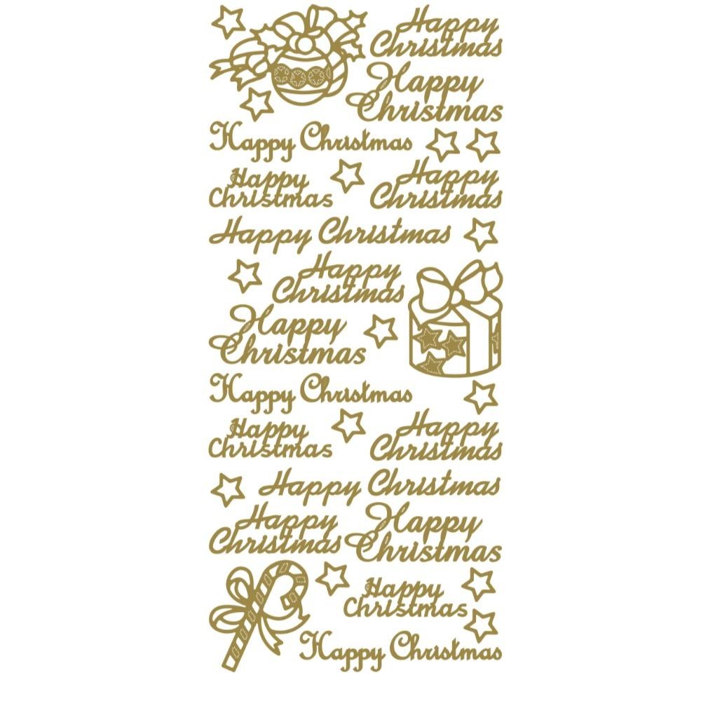 Merry Christmas Happy Christmas Peel Off Sticker Card Making Craft Stickers - Christmas Gold (1.1660)