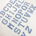 Light Blue Letter Patch Patches Iron or Sew on Alphabet Embroidery Customise