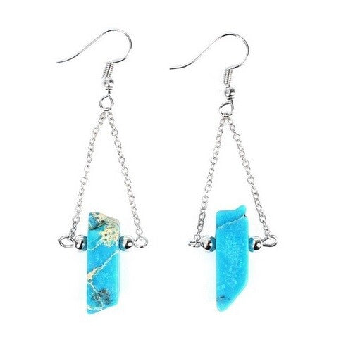 Quartz Crystal Druzy Drop Earrings Chakra Energy Spiritual Boho & Gift Bag - 4