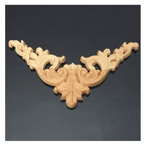12.5 x 12.5cm Exquisite Classic Wood Carved Corner Applique Furniture Natural