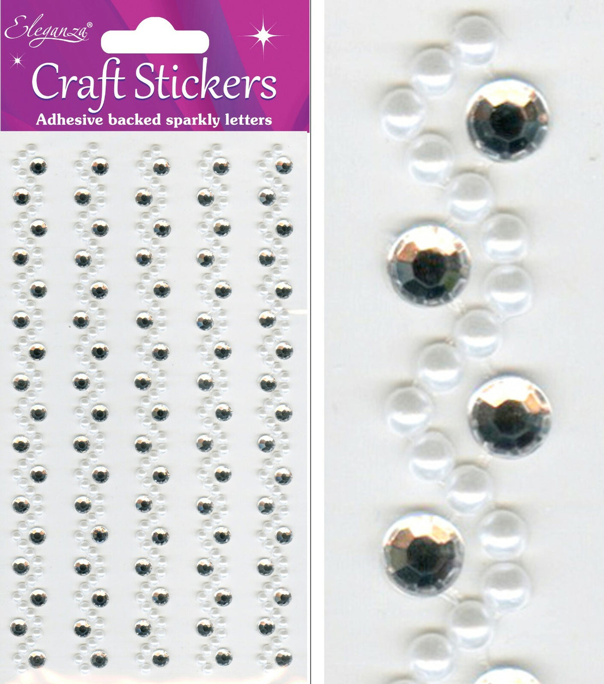 Self Adhesive Stickers Diamante Embellishments Rhinestone Wedding Card Scrapbook - Pearl/Diamante Wave x 5 strips Per Sheet