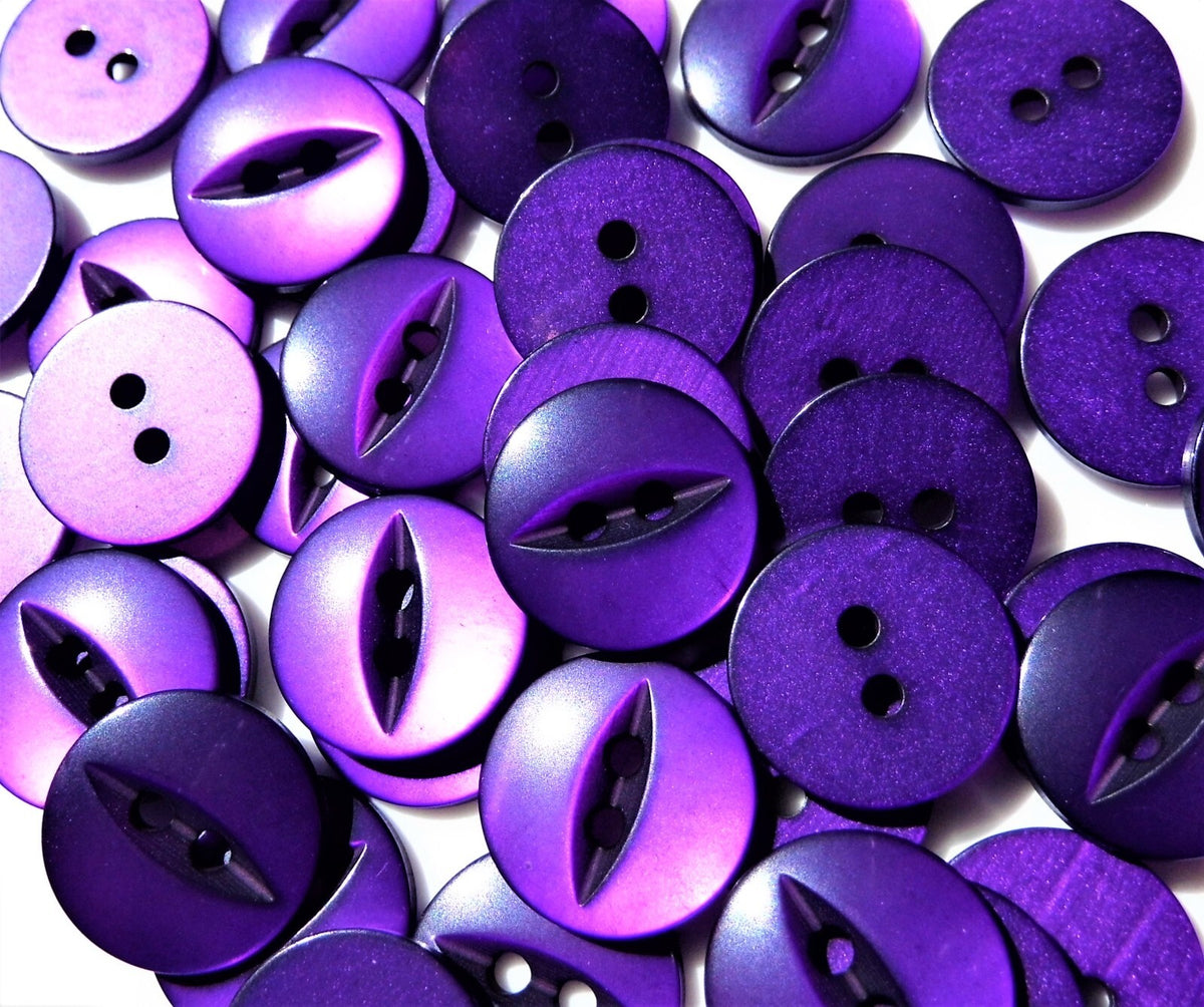 Fish Eye Buttons - 27 Colours 11.5mm 14mm 16mm 19mm - Eyed Buttons Baby Buttons - Purple