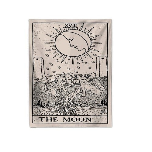 Tarot Wall Art Hanging Fabric Astral Throw Altar Cloth Wiccan Gothic Pagan Gift - The Moon Design 2 150x100cm