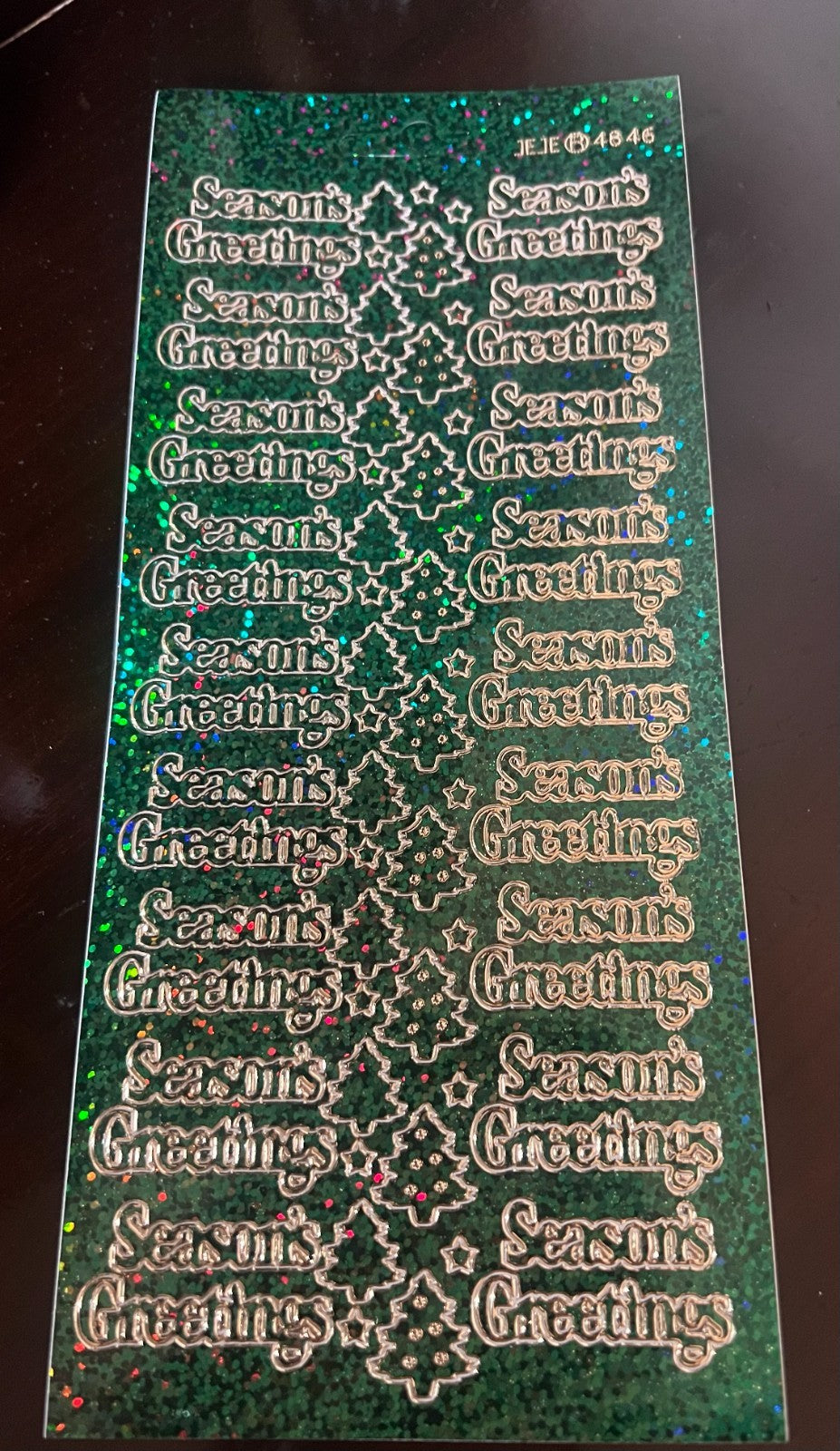 Diamond Sparkle Seasons Greetings Christmas Peel Off Sticker Craft Stickers - Green