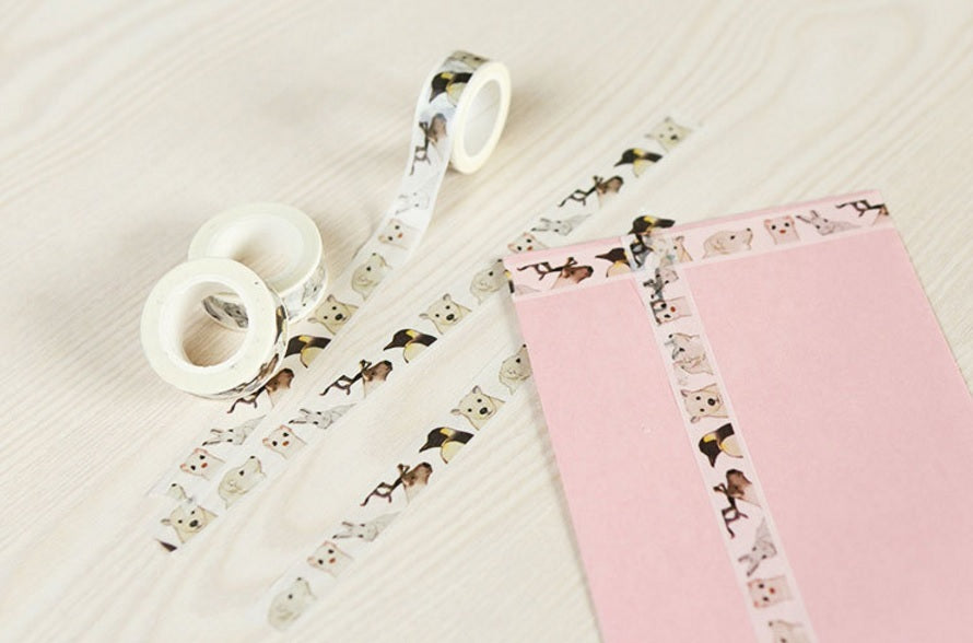 Penguin Polar Bear Adhesive Tape 15mm x 10M Roll Scrapbook Sticker Craft DIY