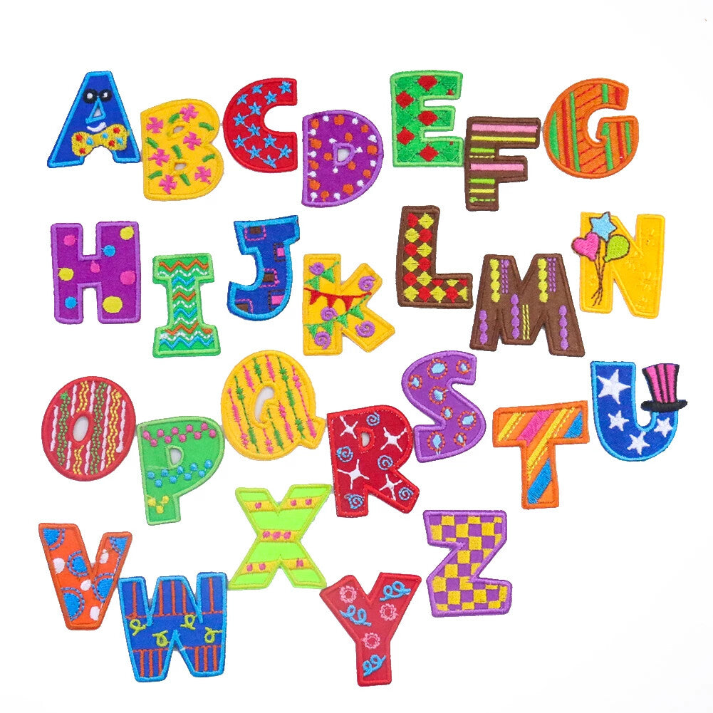 Colourful Letter Patch Iron on Alphabet Letters Embroidery Customise Clothing