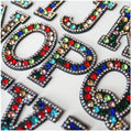 3D Multicoloured Rhinestone Letter Patch Patches Glue Sew on Alphabet Crystal