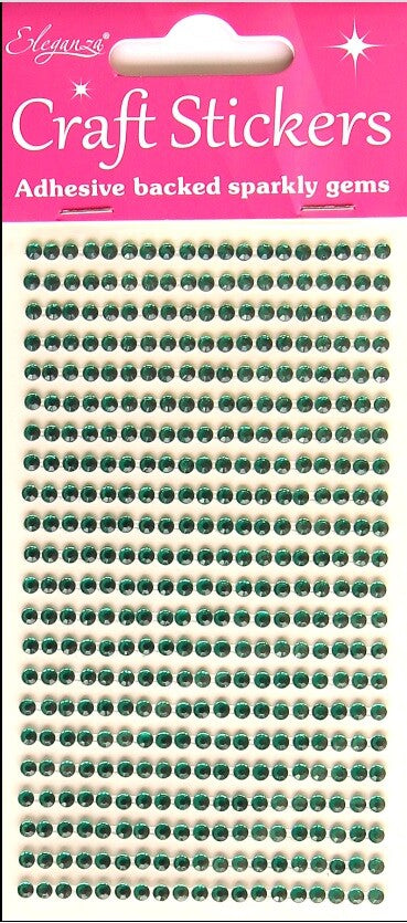 3D Stickers Craft Pearl Dots Sparkly Glitter Gem Craft Card Craft Self Adhesive - 3mm Green (418 gems)