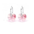 925 Sterling Silver Crystal Hoop Heart Earrings Choice of Colours - Light Rose