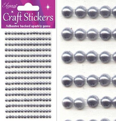 3D Stickers Pearl Dots Sparkly Glitter Gem Card Craft Wedding Self Adhesive - 4mm Silver (240 gems)