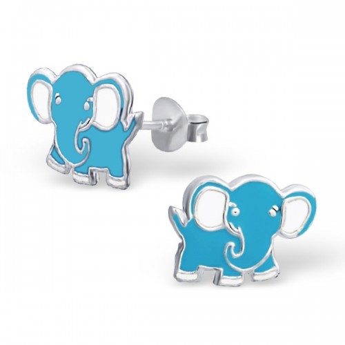 925 Sterling Silver Turquoise Elephant Animal Cute Stud Earrings & Gift Box #4