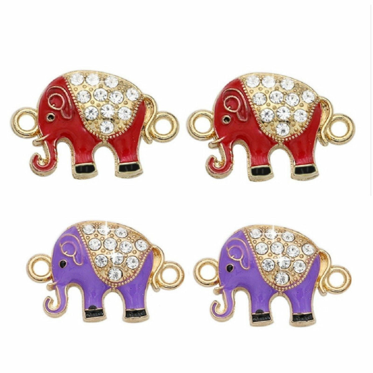 Elephant Pendant Charm Enamel, Gold & Crystal Jewellery - Choice of Colours
