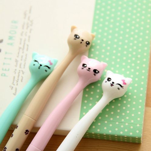 Cute Kawaii Cat Black Ink Gel Pen Stationery Gift School Office Japan Pens