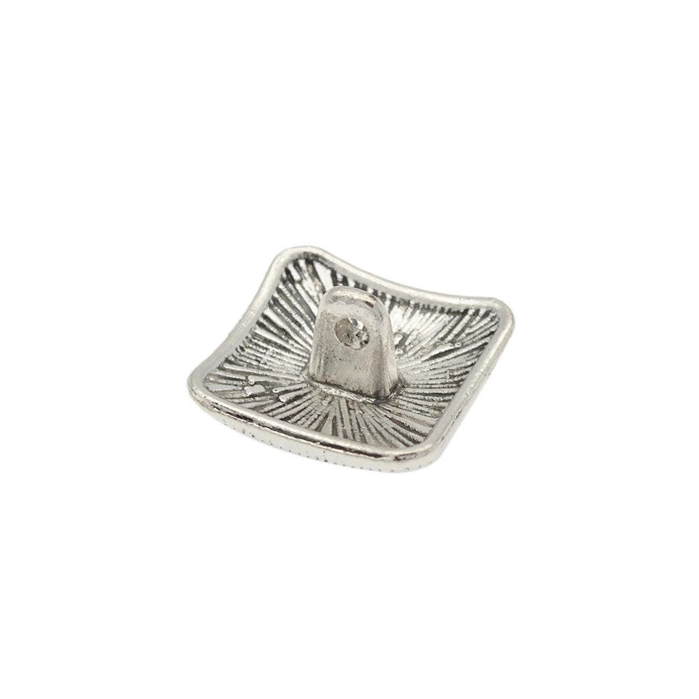 Antique Silver Metal Buttons Flower Square Round Side Shank