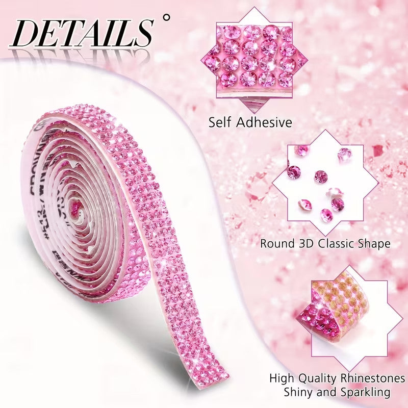 Rhinestone Self Adhesive Tape Border Craft Sticker Strip Roll W 1cm L 91cm