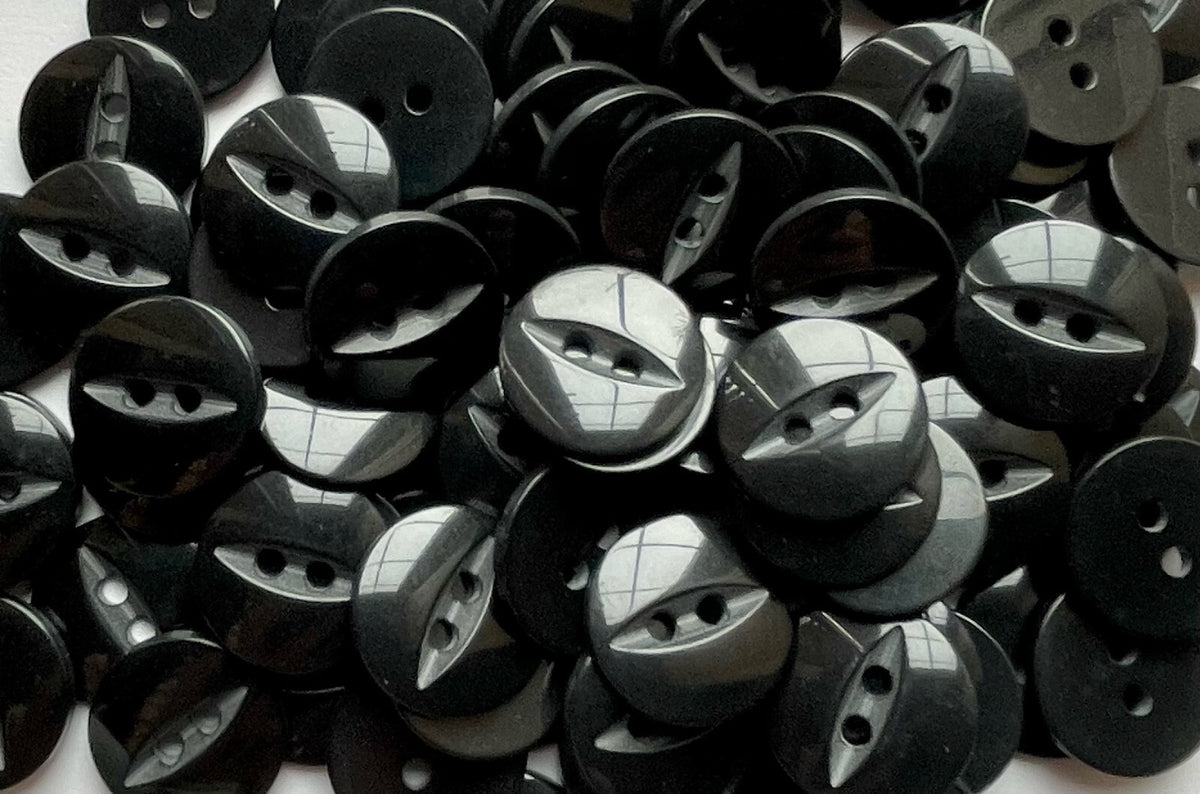 Fish Eye Buttons - 27 Colours 11.5mm 14mm 16mm 19mm - Eyed Buttons Baby Buttons - Black