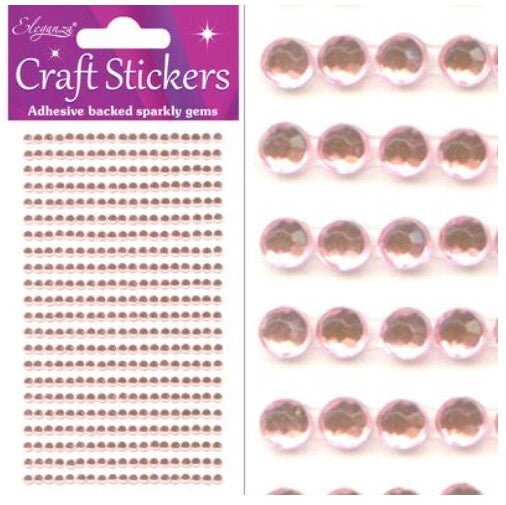 3D Stickers Craft Pearl Dots Sparkly Glitter Gem Craft Card Craft Self Adhesive - 3mm Pink (418 gems)