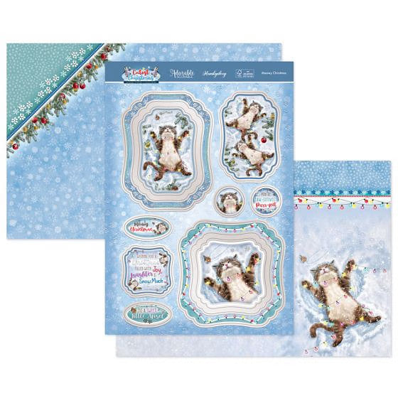 Hunkydory Christmas Card Making Kits Festive Xmas Luxury Topper Set Pack Toppers - Meowy Christmas