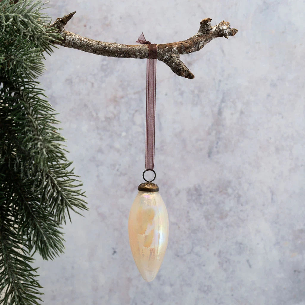 2 Pack Conical Glass Handcrafted Baubles Premium Traditional Christmas Tree - 2 Pack Alba Lustre