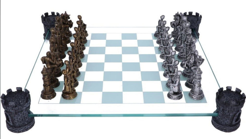Chess Set Medieval Knight Dragon or Vampire Werewolf Nemesis Now