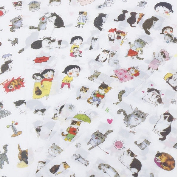 6 Sheets Cat Diary Decoration Sticker Cartoon Stickers Label Kawaii #2