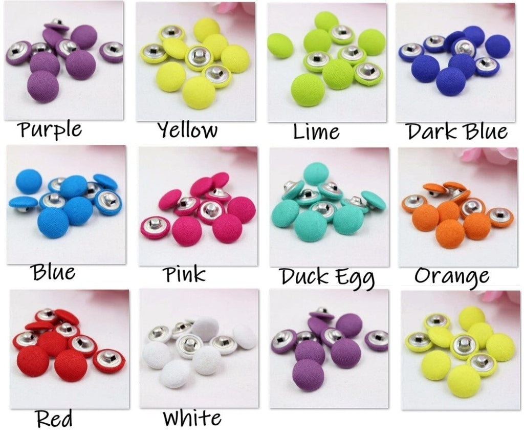 Coloured Buttons Fabric Cloth Covered Button Metal Round Sewing 15mm / 1.5cm