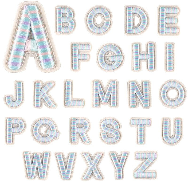 3D Blue Pink Purple Letter Patch Patches Iron on Sew on Alphabet Letters 4cm