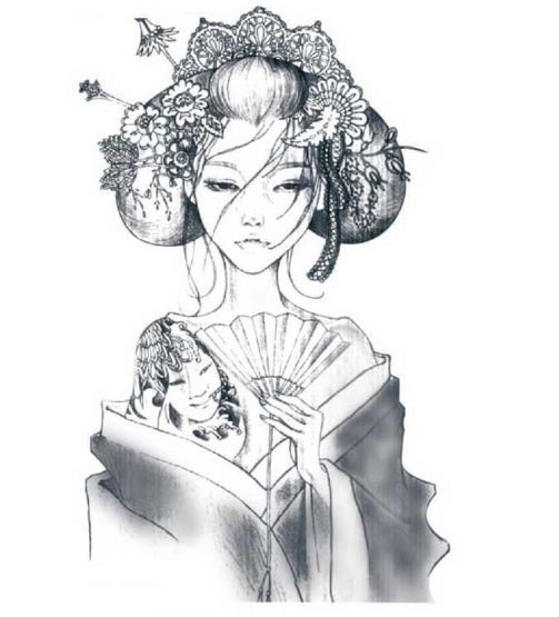 Large Waterproof Traditional Japanese Geisha Temporary Tattoo Sticker Art