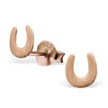 925 Sterling Silver Rose Gold Lucky Horseshoe Stud Earrings & Gift Box