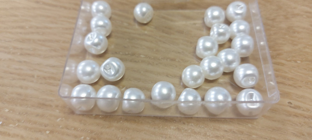 White or Ivory Pearl Bead Buttons Sideways Shank Buttons 6, 8, 10, 12, 14, 16mm