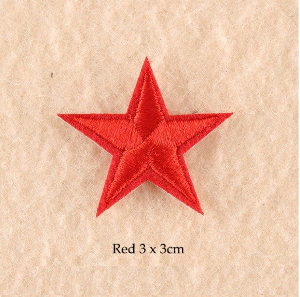 10 x Star Iron On Patch Sew On Star 3cmx3cm Applique Patches - 33 Colours - Red