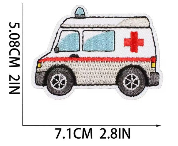 Vehicle Police Ambulance Bus Lorry Patches Iron on / Sew / Glue on Patch - Ambulance