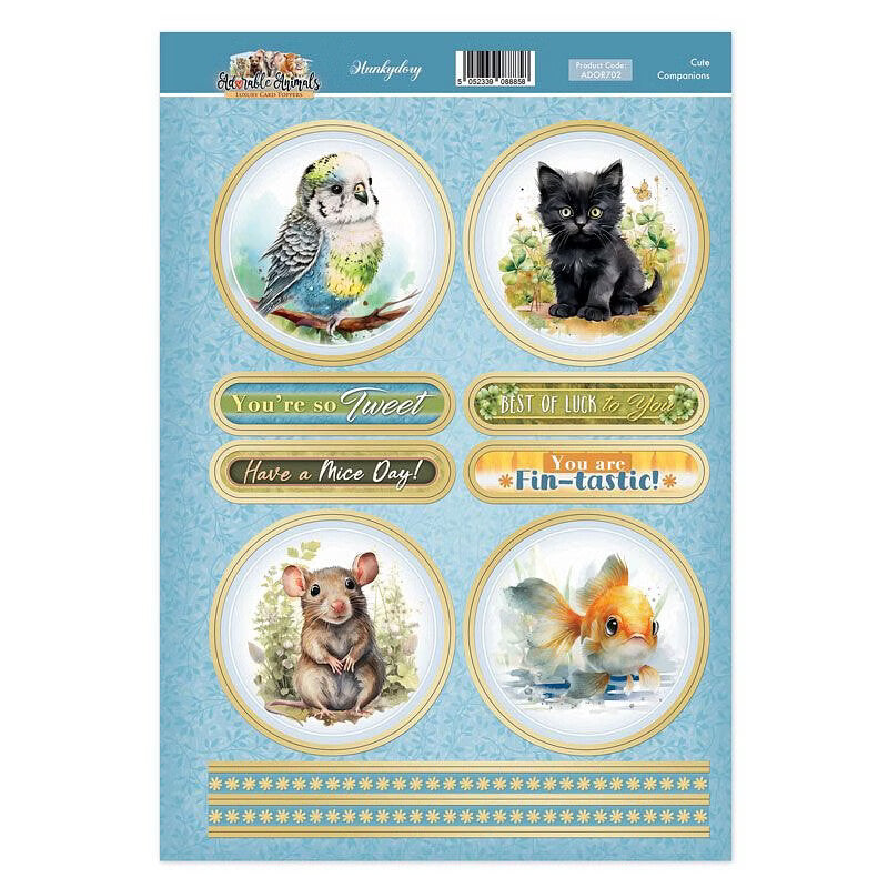 Hunkydory Greeting & Birthday Card Topper Making Kits Luxury Toppers for Cards - Cute Companions