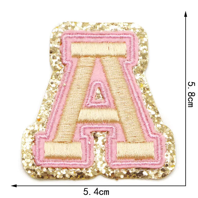 3D Gold & Coloured Patch Embroidered Letter Patches Iron on Alphabet 6cm