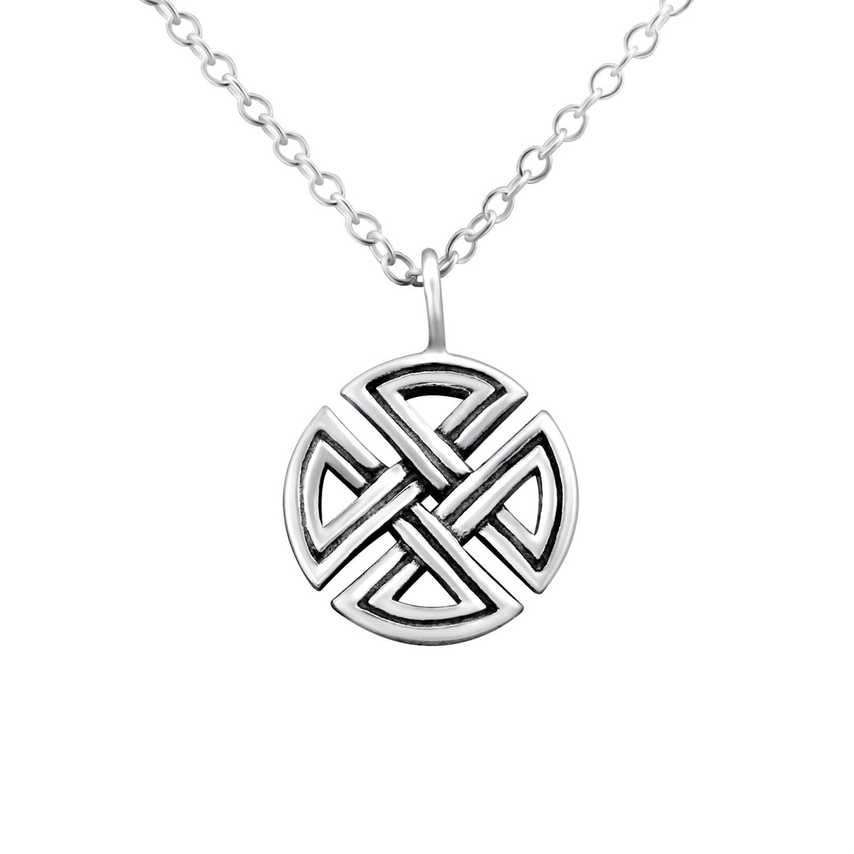 925 Sterling Silver Celtic Knot Love Heart Triangle Necklace & Gift Bag - Knot 2