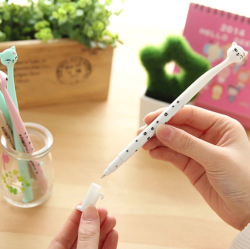 Cute Kawaii Cat Black Ink Gel Pen Stationery Gift School Office Japan Pens