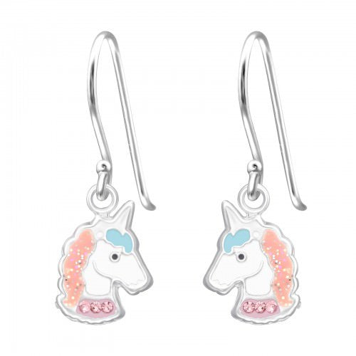 925 Sterling Silver Unicorn Head Drop Earrings 8x11mm & Gift Box #8