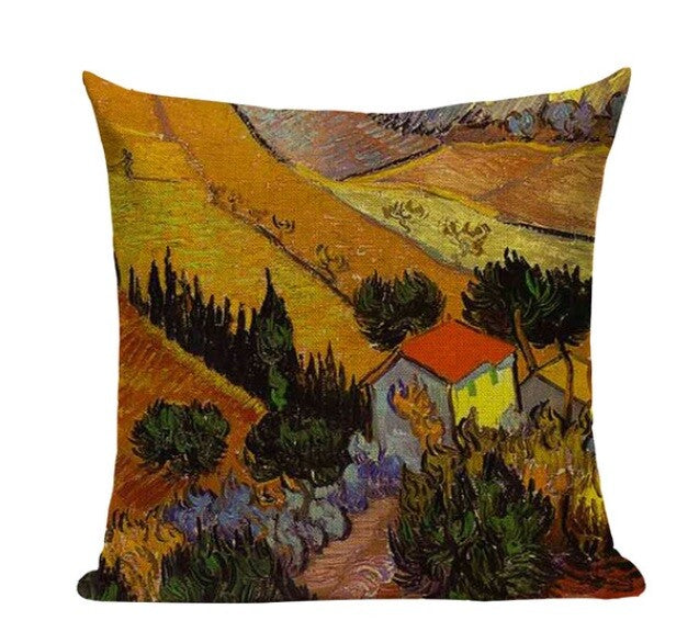 ARTIST VAN GOGH STARRY NIGHT BLOSSOM OIL PAINTING CUSHION COVERS 45x45cm - Field Design 2