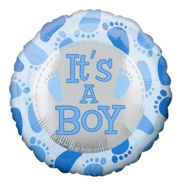It's a Boy It's a Girl Baby Shower New Baby Gender Reveal Balloon 18" - It's a Boy Footprint Design