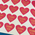 Heart Paper Labels 'Thank You' Gift Food Craft Stickers Seals Fuchsia Heart TYH