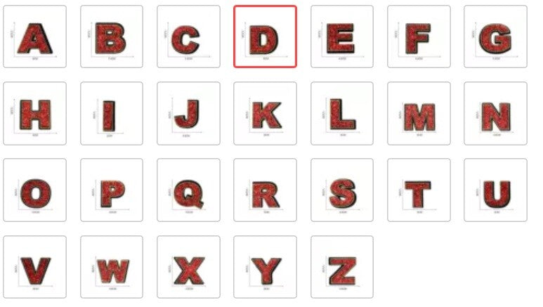 Large Red Sequins Glitter Letter Patch Iron on Sew on Alphabet Customise Clothes