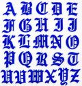 Blue Old English Medieval Letter Patch Patches Iron on Alphabet Embroidery