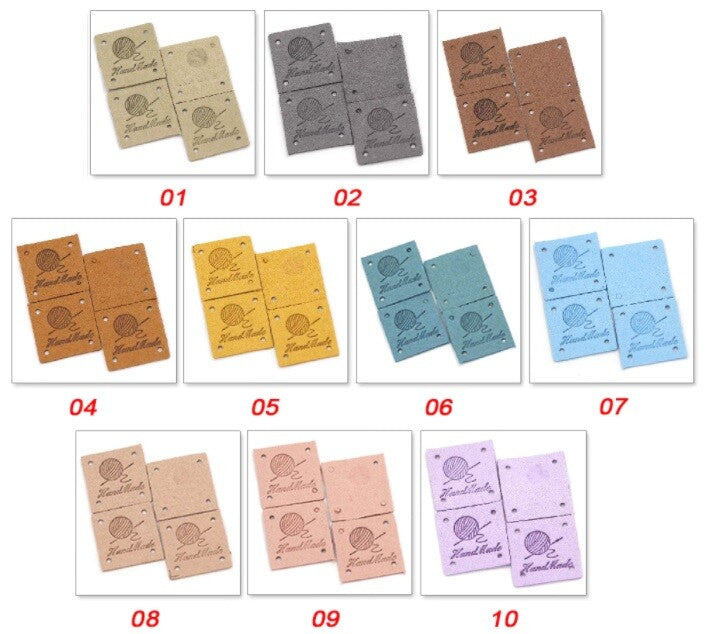 Faux Suede Leather Labels Hand Made Clothing Tag Label Tags 25x25mm - Design 2