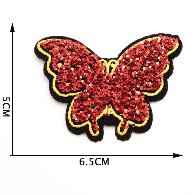 Butterfly Embroidered Iron on Glitter Sequins Patch Customise Clothing Patches