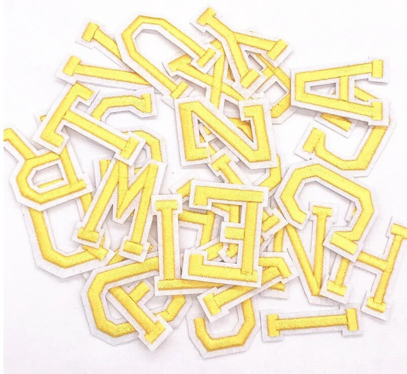 26 x Alphabet English Letters Set Embroidered Patches Iron On Full Set patch - Yellow