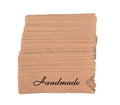 Long Craft Paper Tags 'Handmade' & 'Thank You' Hand Made Gift Tag 7x2cm - Brown Handmade