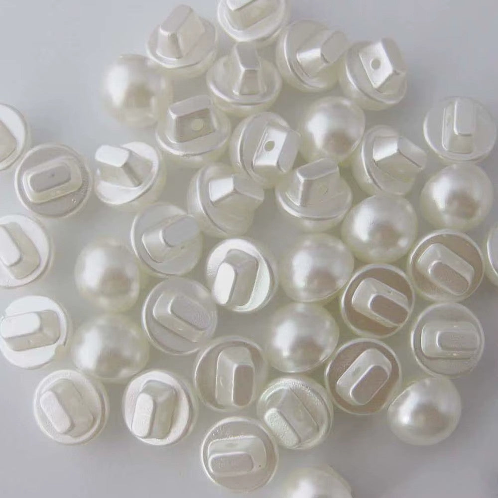 Buttons Half Pearl Shank Mushroom Button Side Shank 10mm - Cream