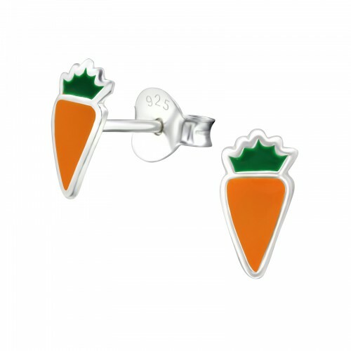 925 Sterling Silver Earrings Plants Flowers Cactus Nature & Gift Box - Carrots - 4x8mm