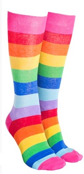Sock Society Cotton Soft Stretchy Christmas Socks One Size Fits all (Adult 5-12) - Rainbow Pink 1 Pair